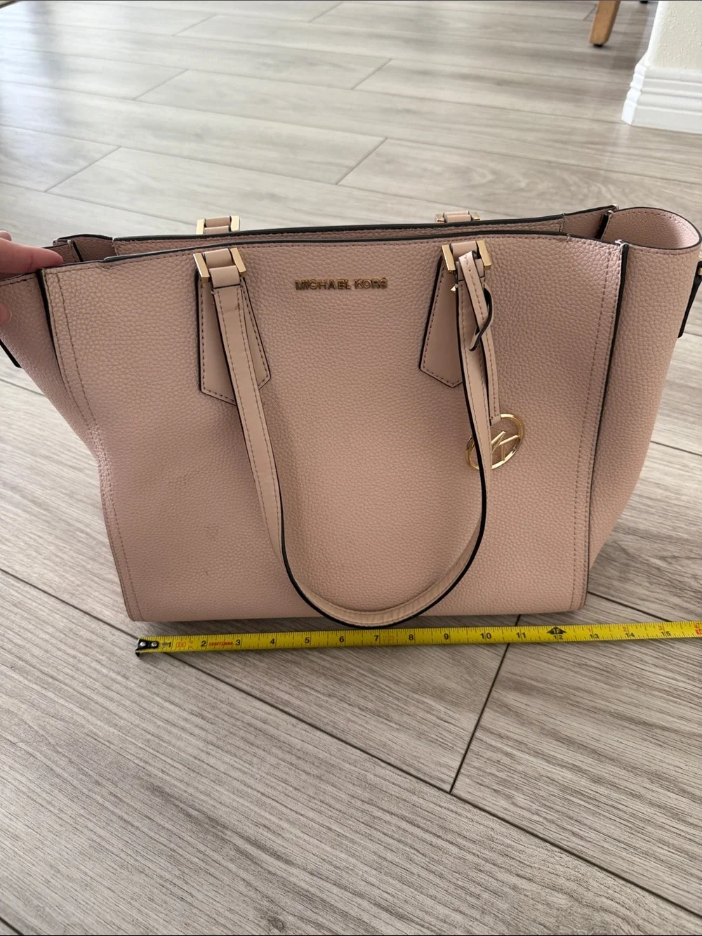 Michael Kors Blush Pink Pebbled Leather Tote with Matching Clutch wallet - Picture 10 of 11